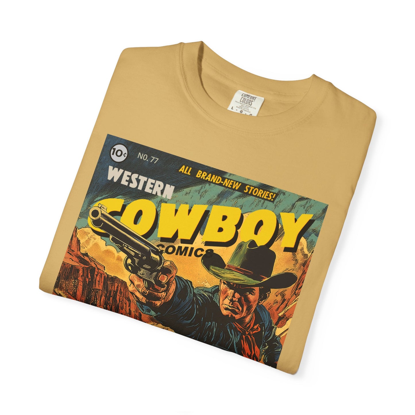 Western Comic Book T-Shirt - The Trail of Doom Unisex Garment-Dyed