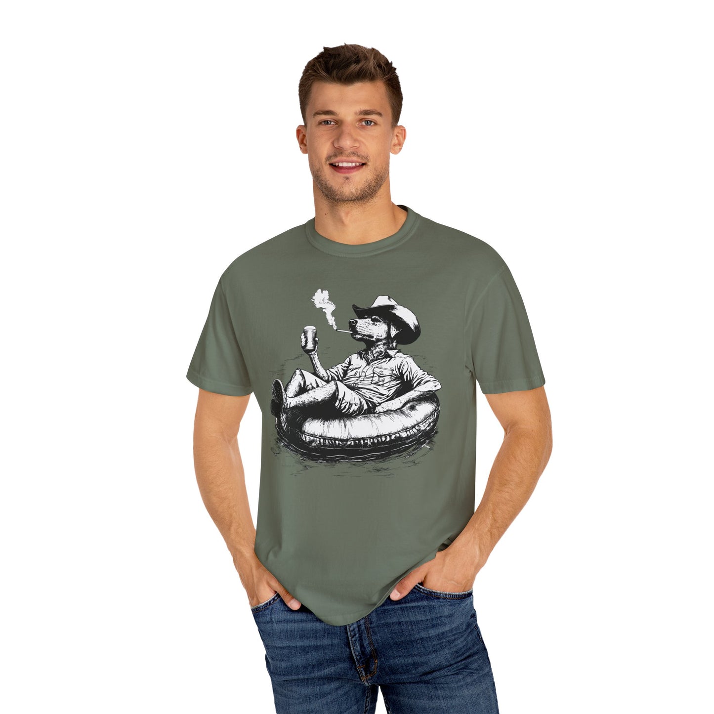 Rafting Dog Unisex T-Shirt, Lazy River Design