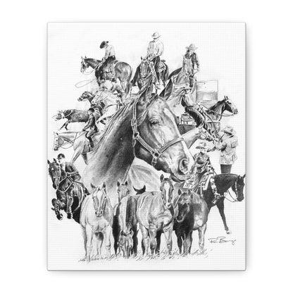 Quater Horse Collage, Custom Stretched Canvas