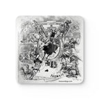 Rodeo Collage Corkwood Coaster Set — Two Cow Dogs Western Rodeo Art