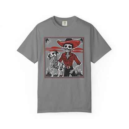 Dia De Los Muertos Skeleton Cowboy and Dog Unisex T-shirt