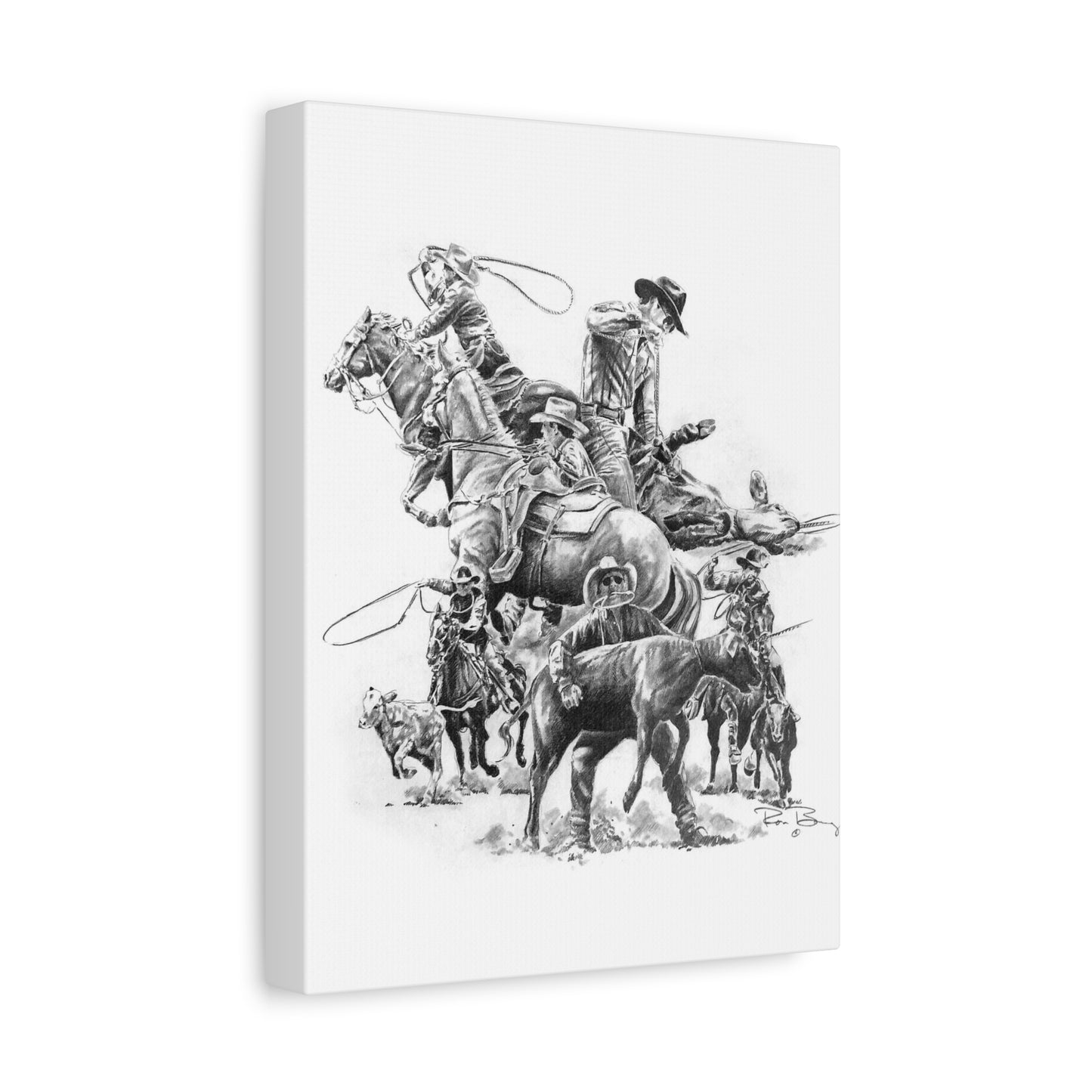 Roping Collage, Custom Stretched Canvas