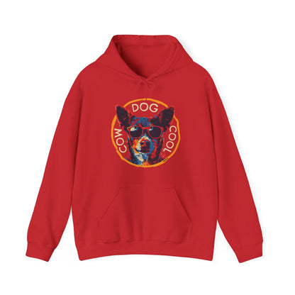 Cool Cowdog Hoodie — "COW • DOG • COOL" Pop-Art Heeler Sweatshirt
