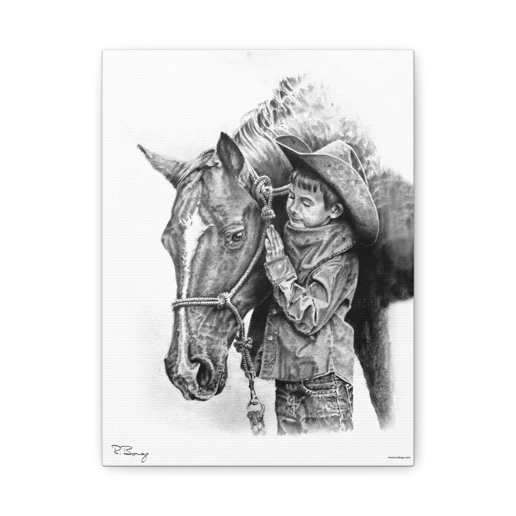 Little Cowhand & His Trusty Steed Canvas Print