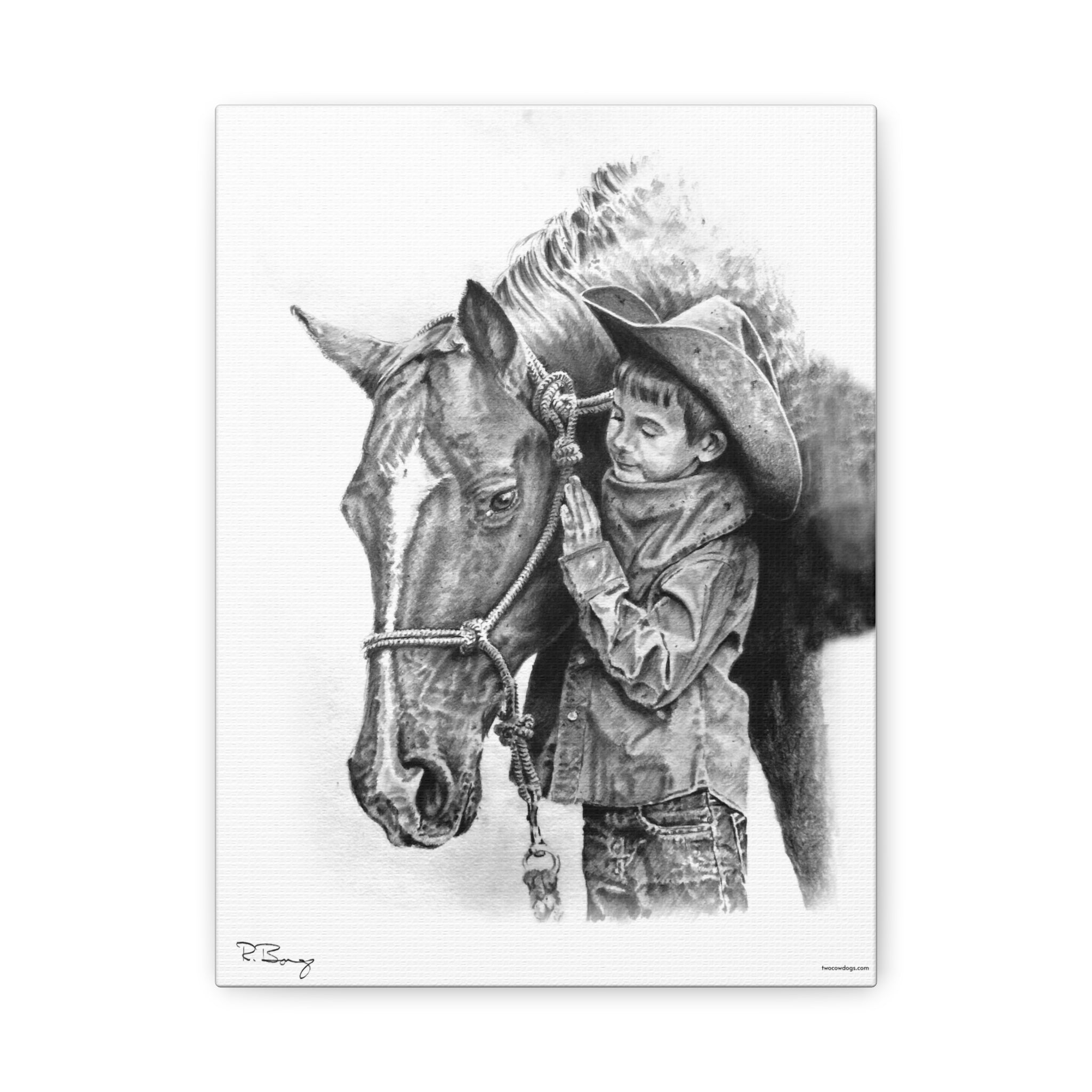 Little Cowhand & His Trusty Steed Canvas Print