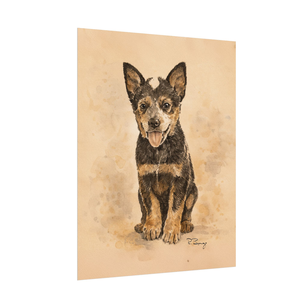 Heeler Puppy, Australian Cattle Dog, Archival Paper Print