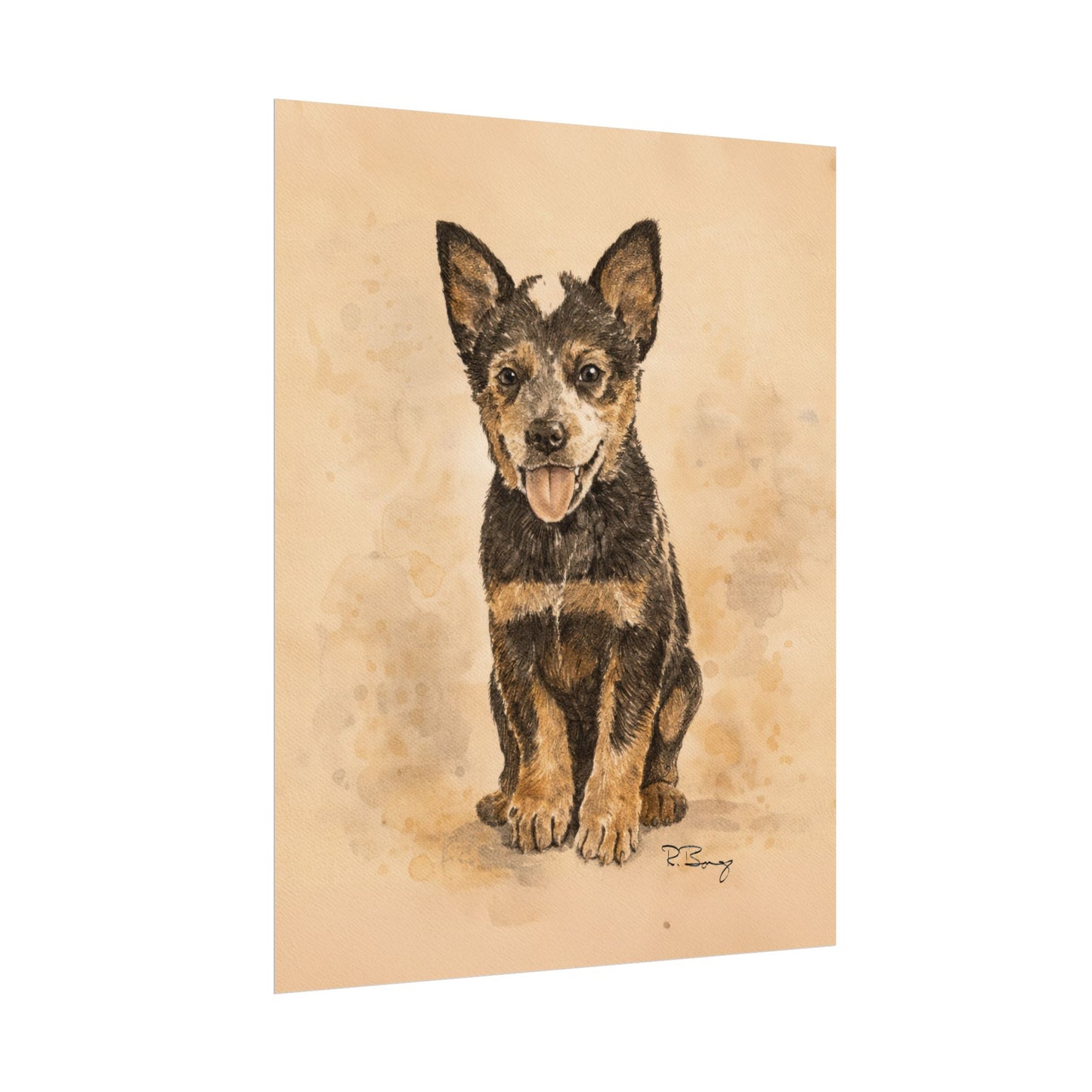 Heeler Puppy, Australian Cattle Dog, Archival Paper Print