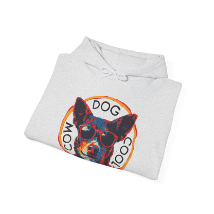 Cool Cowdog Hoodie — "COW • DOG • COOL" Pop-Art Heeler Sweatshirt