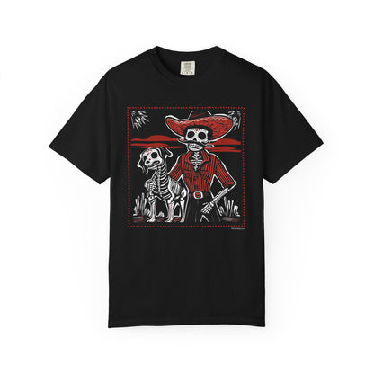 Dia De Los Muertos Skeleton Cowboy and Dog Unisex T-shirt