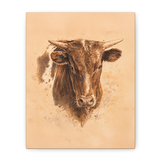 Longhorn Steer Matte Canvas Print — Stretched 1.25" Wall Art