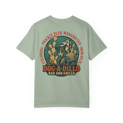 Dog-A-Dillo Armadillo Bar and Grillo T-Shirt, front and back