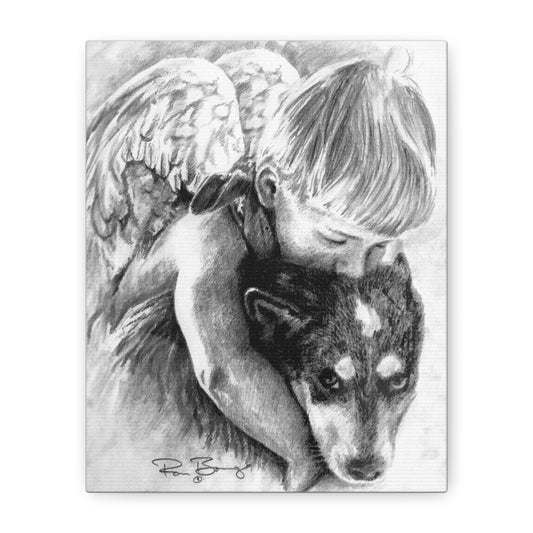 Little Angel and Heeler, Custom Stretched Canvas