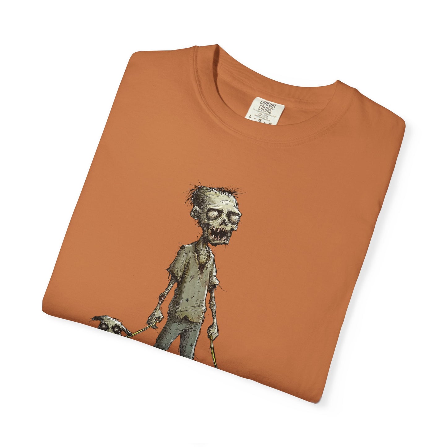 Zombie and his Dogs Unisex T-shirt, Death Warmed Over Design