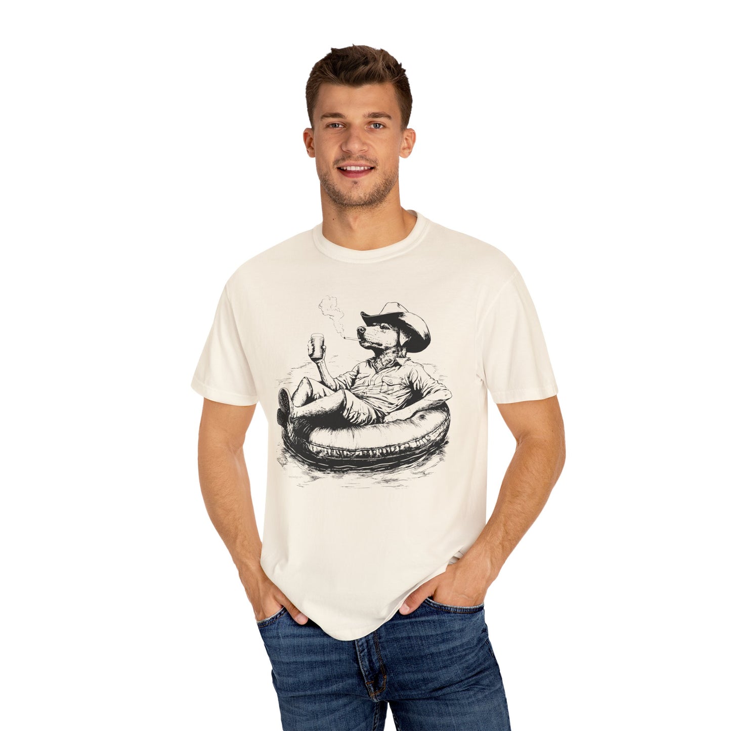 Rafting Dog Unisex T-Shirt, Lazy River Design