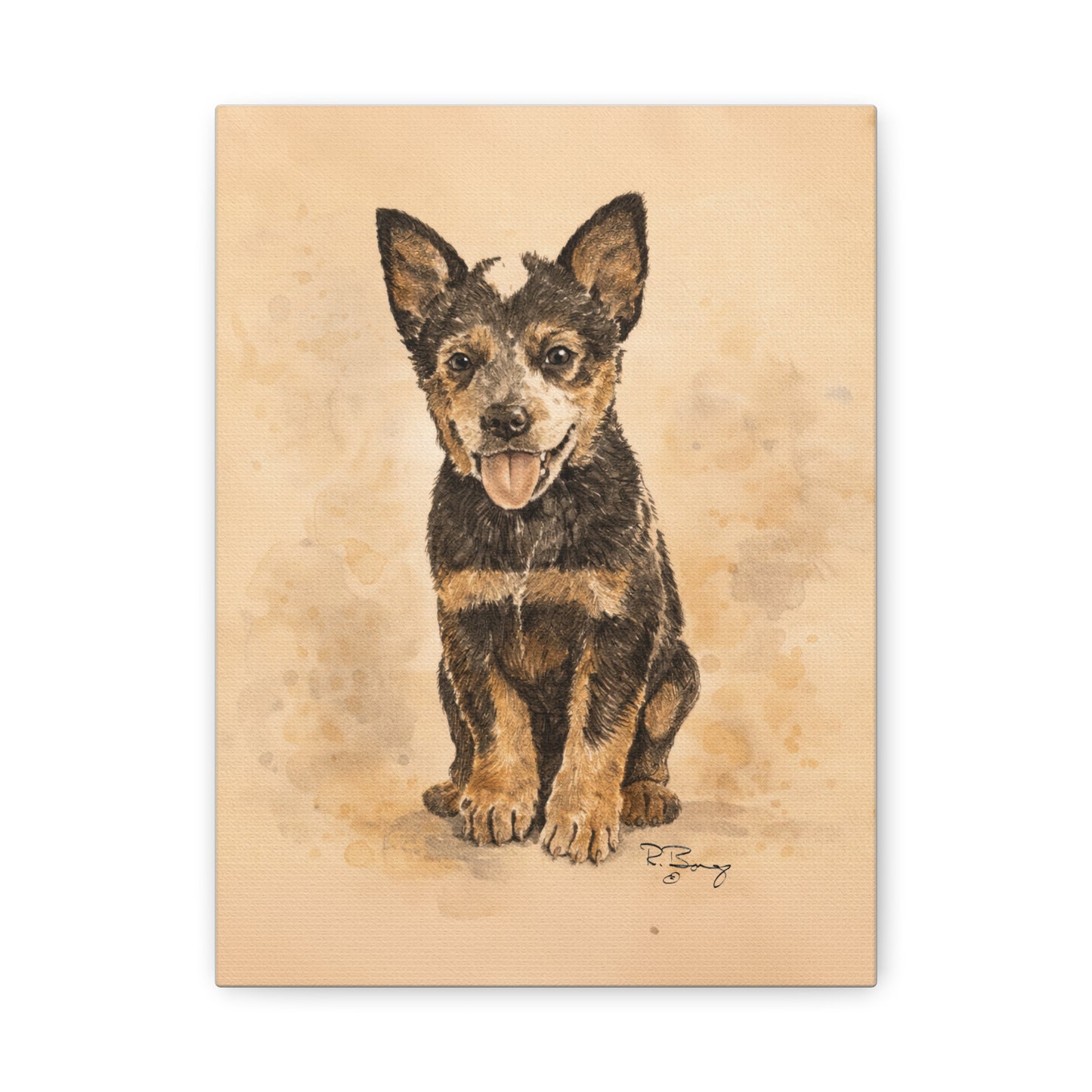 Heeler Pup, Australian Cattle Dog, Custom Stretched Canvas