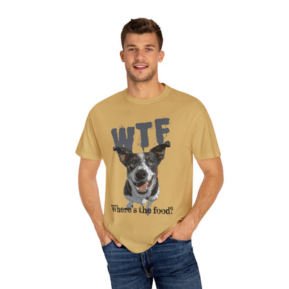 Cowdog Lover Tee with 'WTF, Where's The Food?' Funny Line