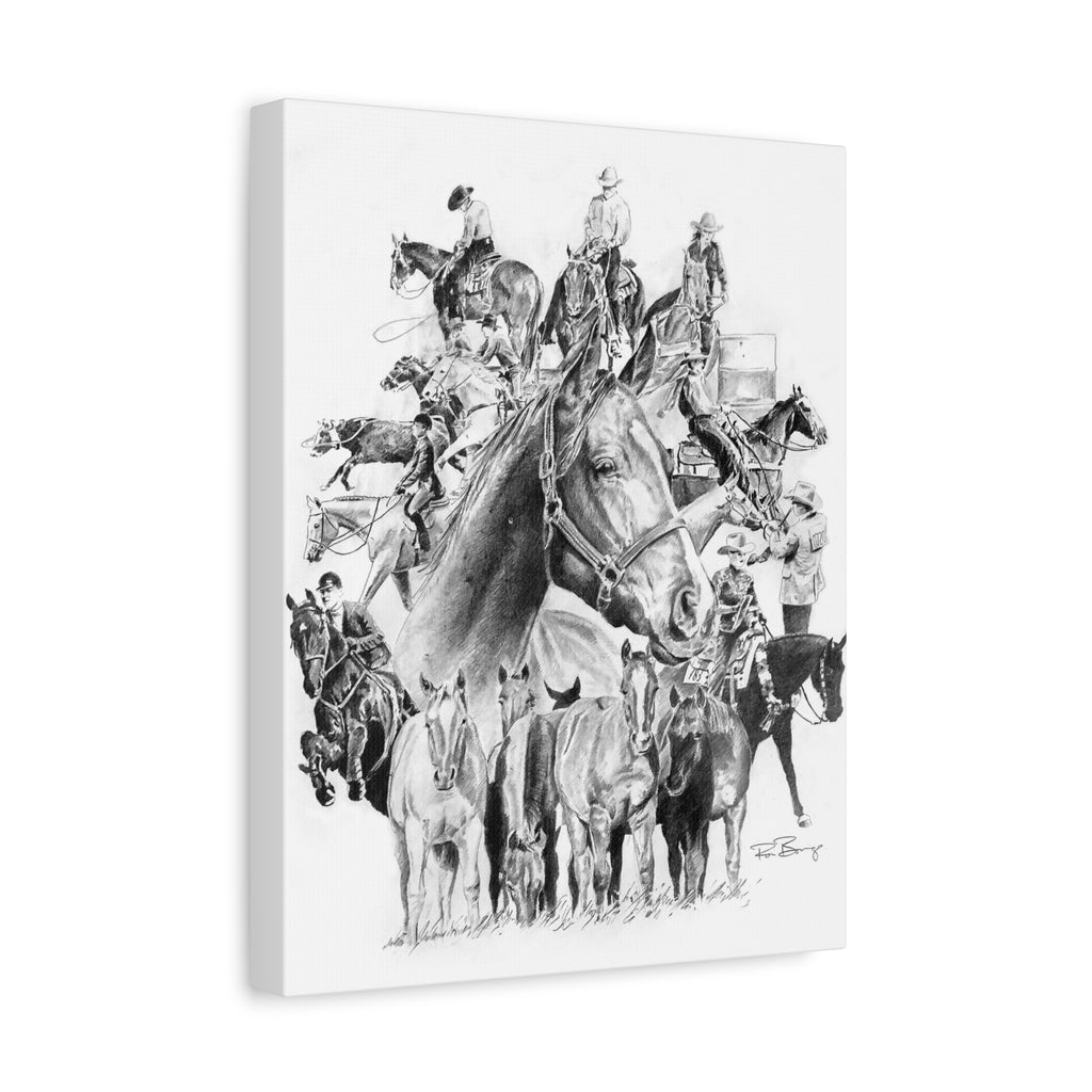 Quater Horse Collage, Custom Stretched Canvas
