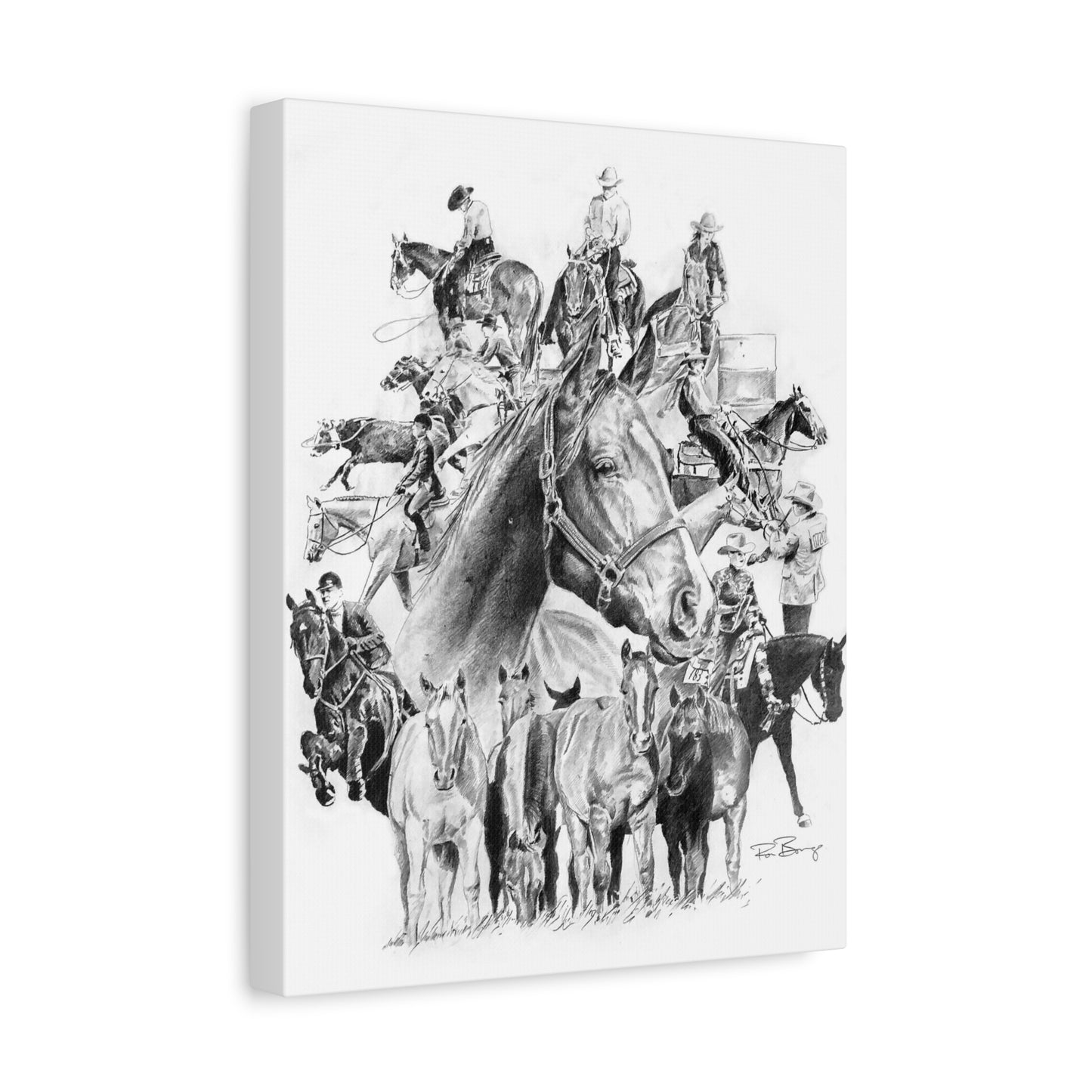 Quater Horse Collage, Custom Stretched Canvas