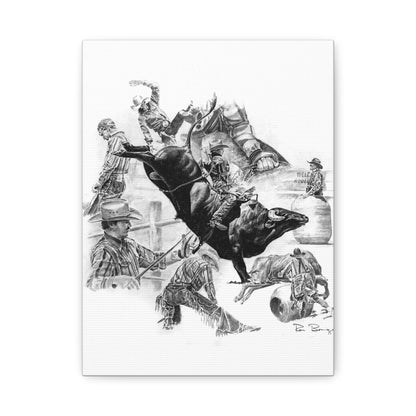 Bull Riding Collage, Stretched Canvas