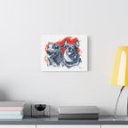 Two Cow Dogs Stretched Canvas
