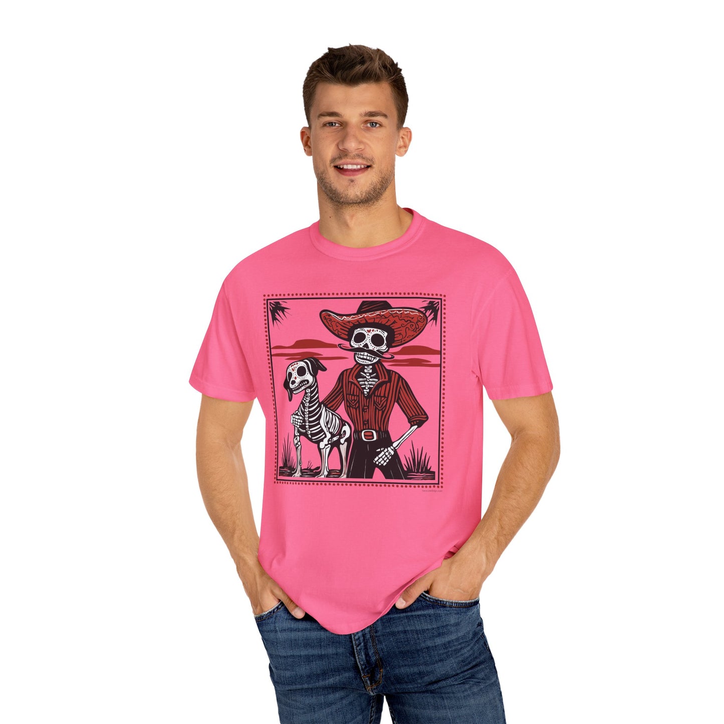 Dia De Los Muertos Skeleton Cowboy and Dog Unisex T-shirt