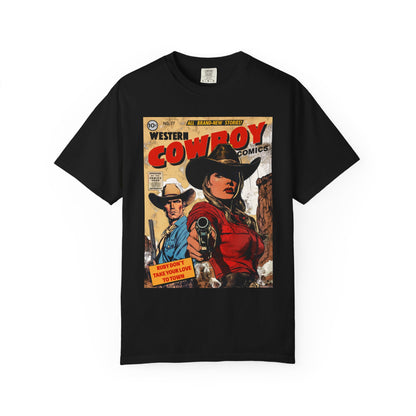 Western Comic Book T-Shirt - Ruby Don't Take Your Love to Town