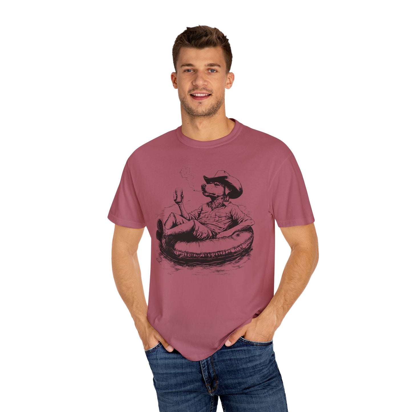 Rafting Dog Unisex T-Shirt, Lazy River Design