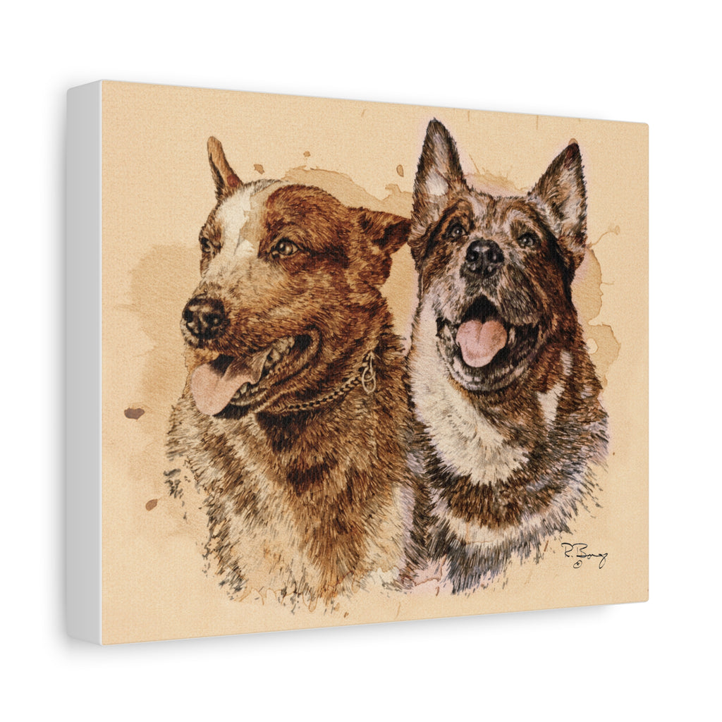 Two Heelers Print Matte Canvas Wall Art — Stretched 1.25"