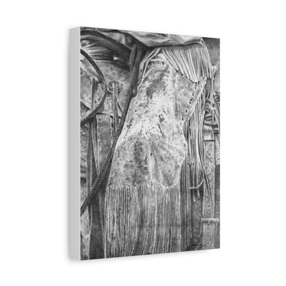 Worn Leather Chinks Stretched Canvas