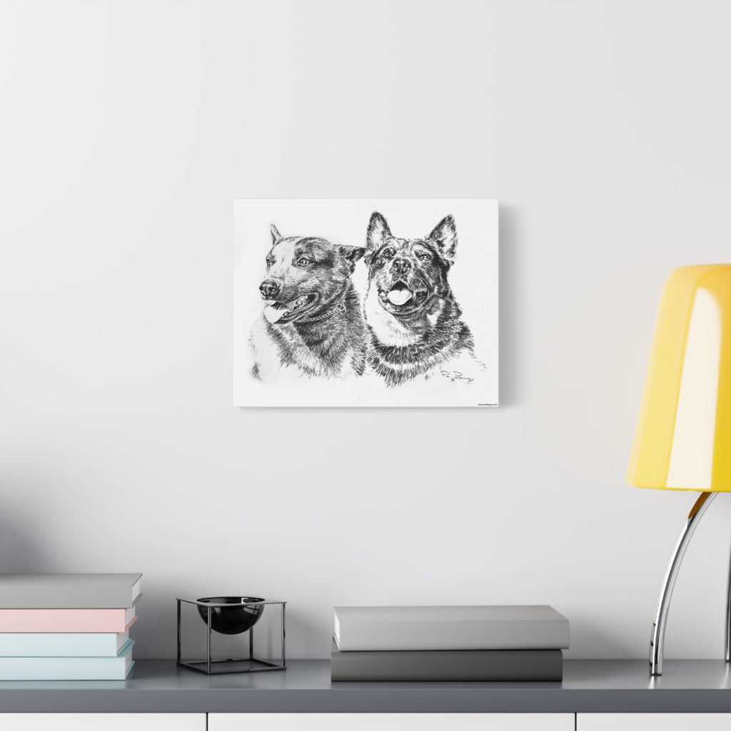 Two Cowdogs Stretched Canvas