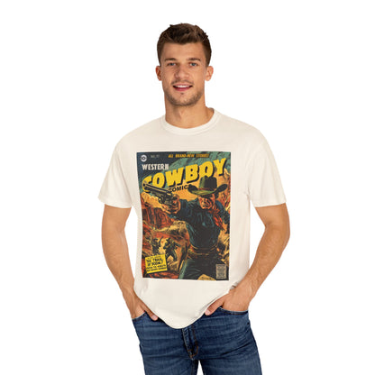 Western Comic Book T-Shirt - The Trail of Doom Unisex Garment-Dyed