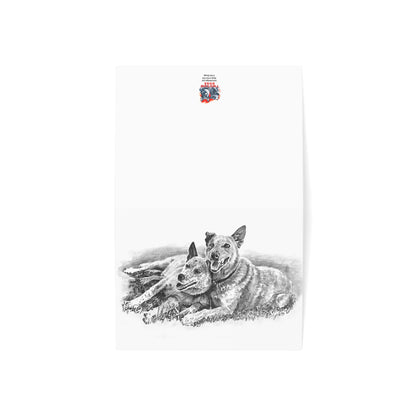 Notecards - Two Lazy Heelers, Cowdogs - 10pcs