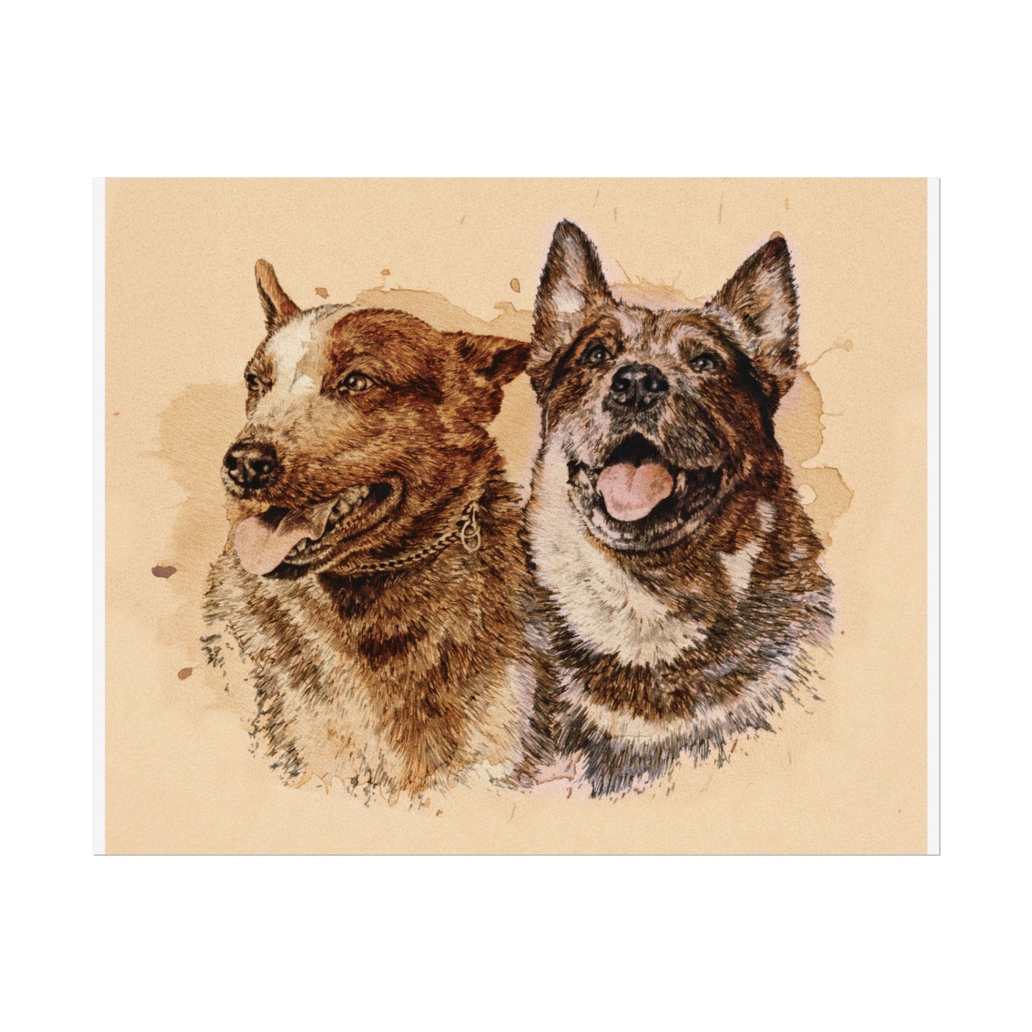 Red & Blue Heeler Cow Dog Print