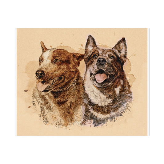 Red & Blue Heeler Cow Dog Print