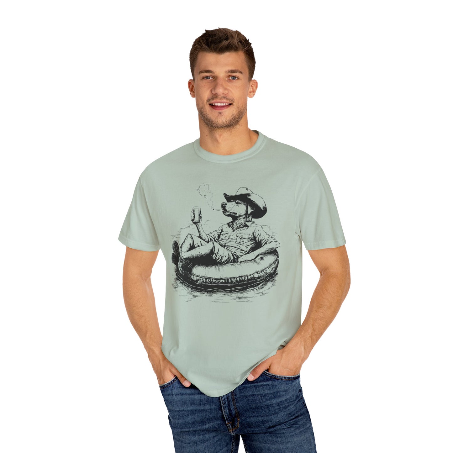 Rafting Dog Unisex T-Shirt, Lazy River Design