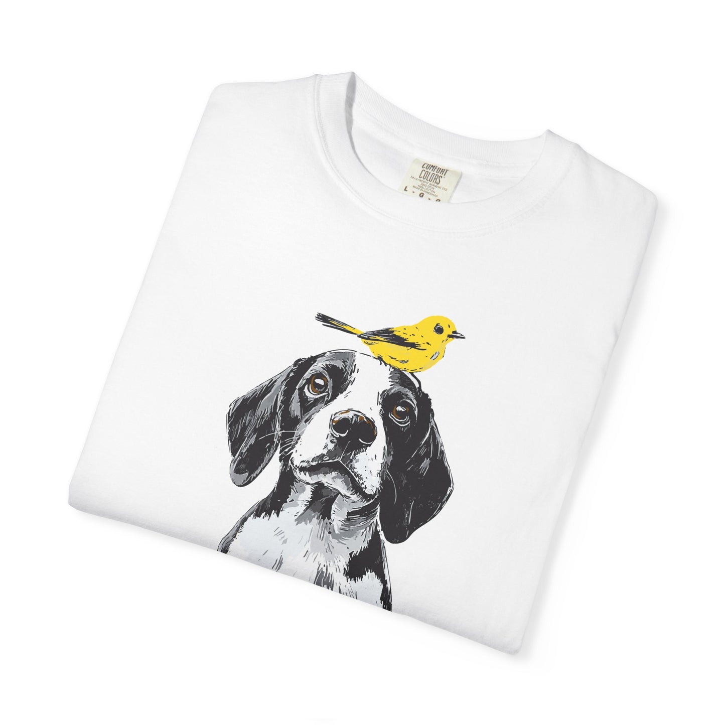 Beagle and Yellow Bird Unisex T-shirt - Extra Soft Fabric
