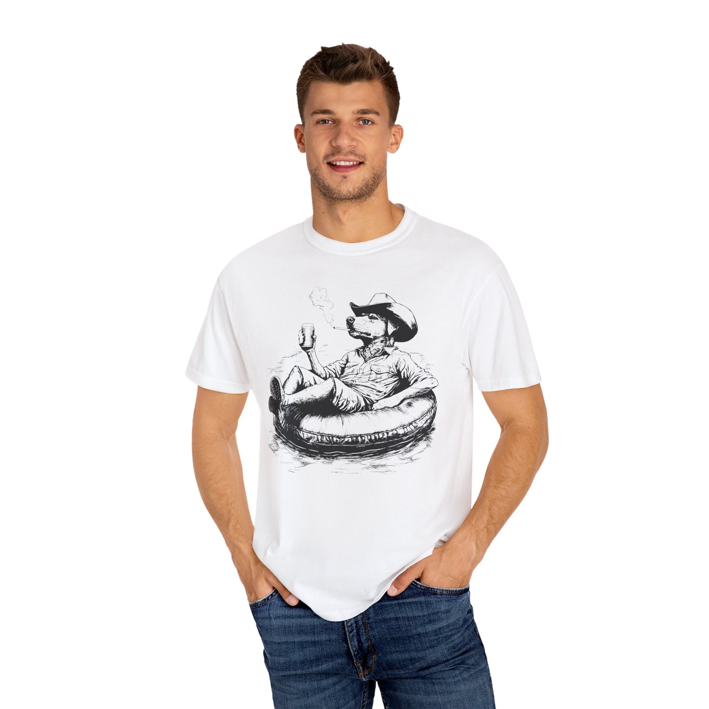 Rafting Dog Unisex T-Shirt, Lazy River Design