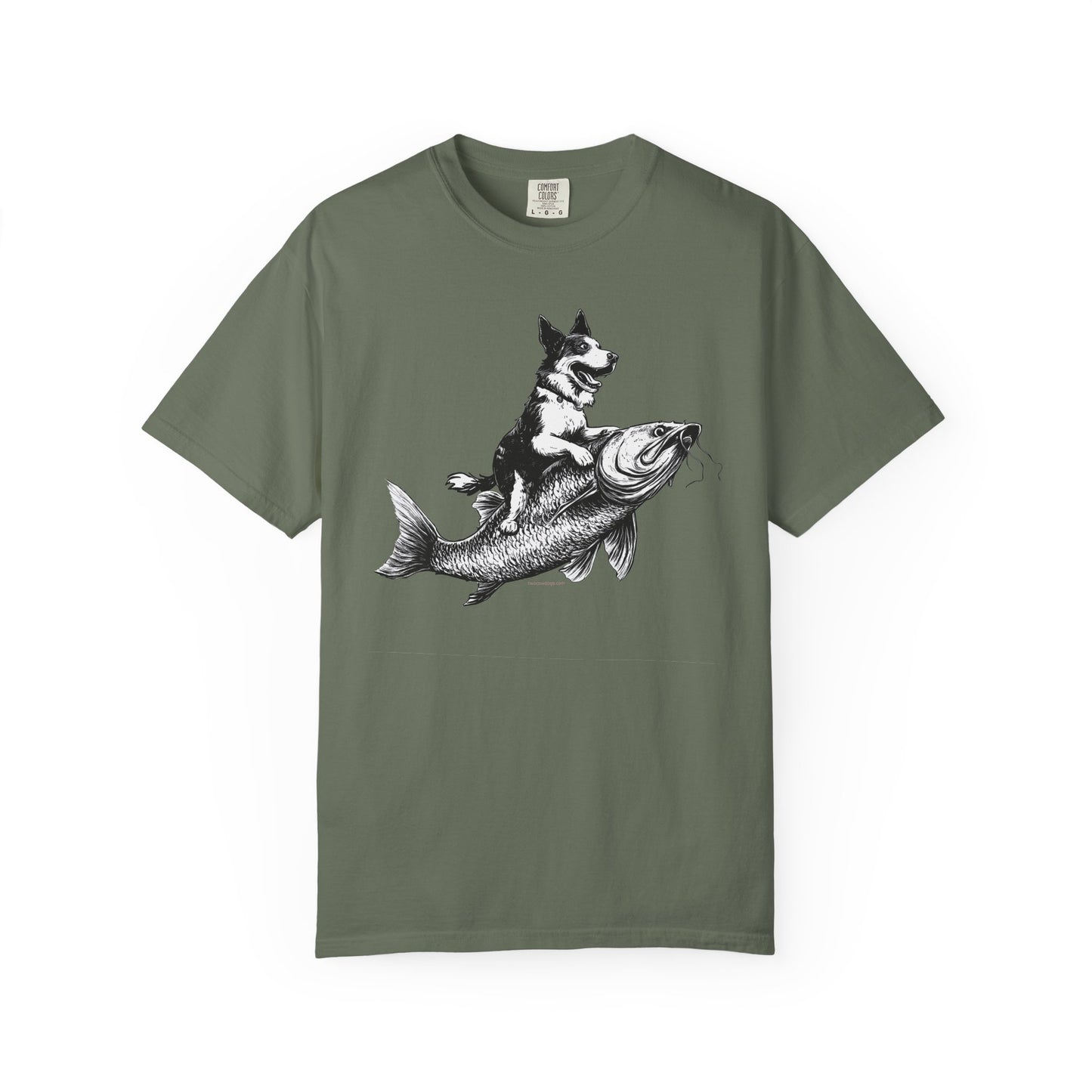Dog Riding Fish T-shirt - Fun Animal Graphic Tee