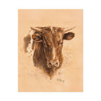 West Texas Steer Print — Sepia Watercolor Ranch Print