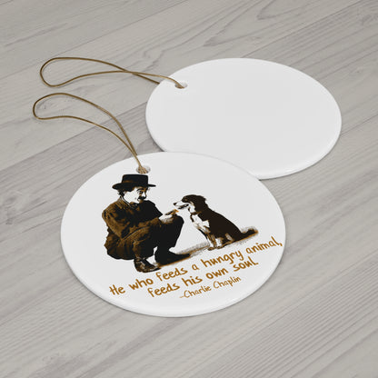 Charlie Chaplin Feeding Animal Ornament