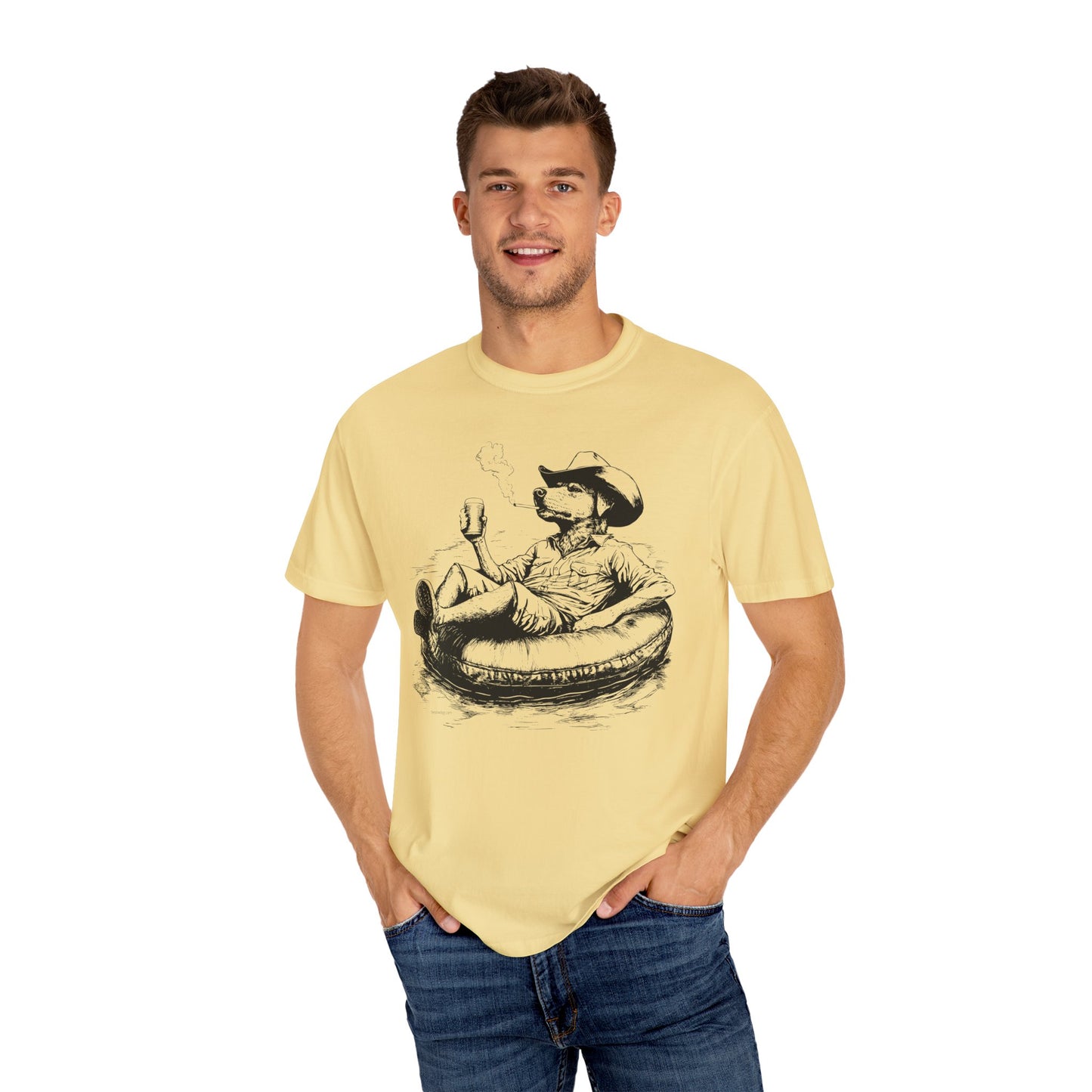 Rafting Dog Unisex T-Shirt, Lazy River Design