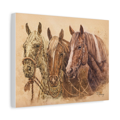 Stretched Canvas Wall Art — Trio of Horses