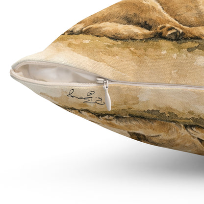 Yellow Labrador 'Stella' Square Pillow — Spun Polyester Dog Throw Pillow