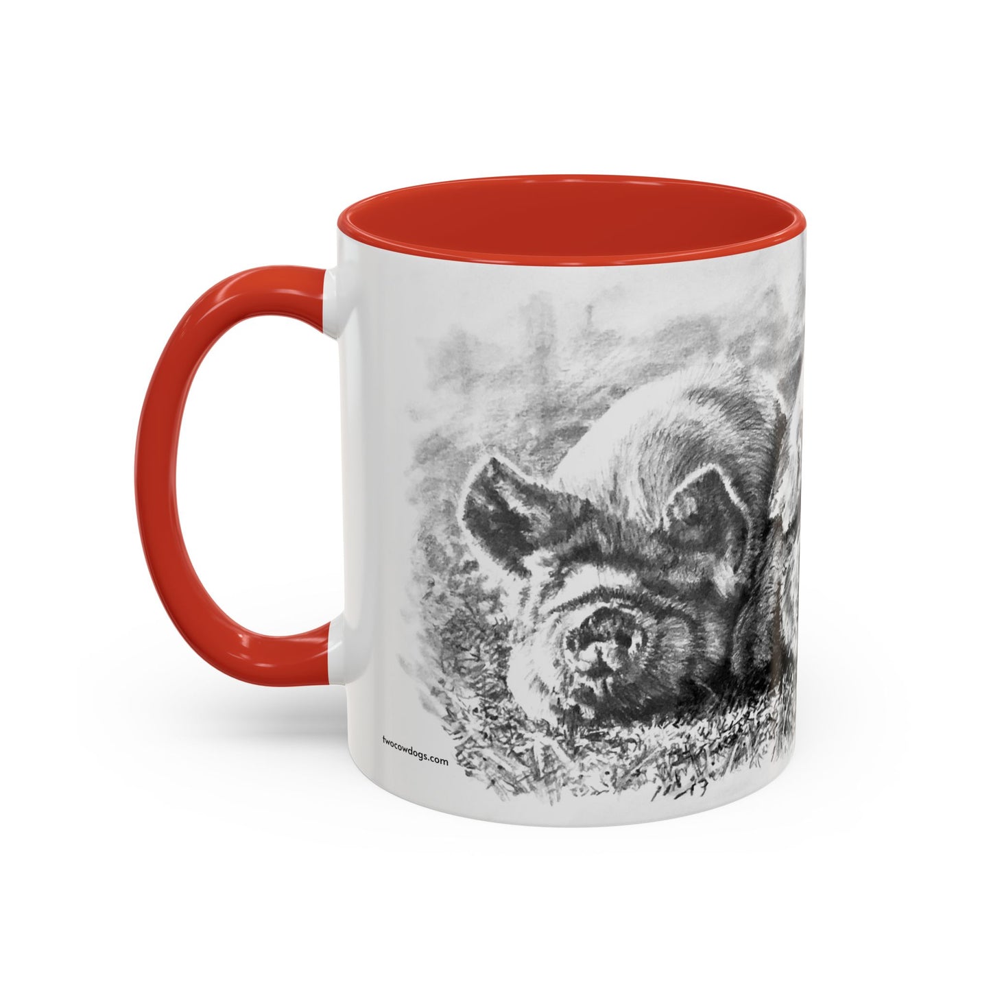 Cozy Trio Pigs Coffee Mug — Hand-Drawn Barnyard Portrait (11/15oz)
