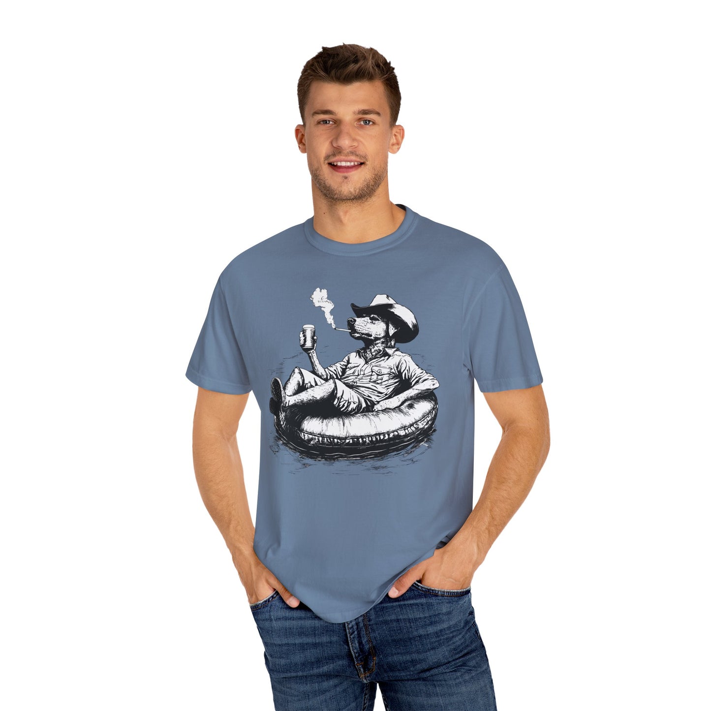 Rafting Dog Unisex T-Shirt, Lazy River Design