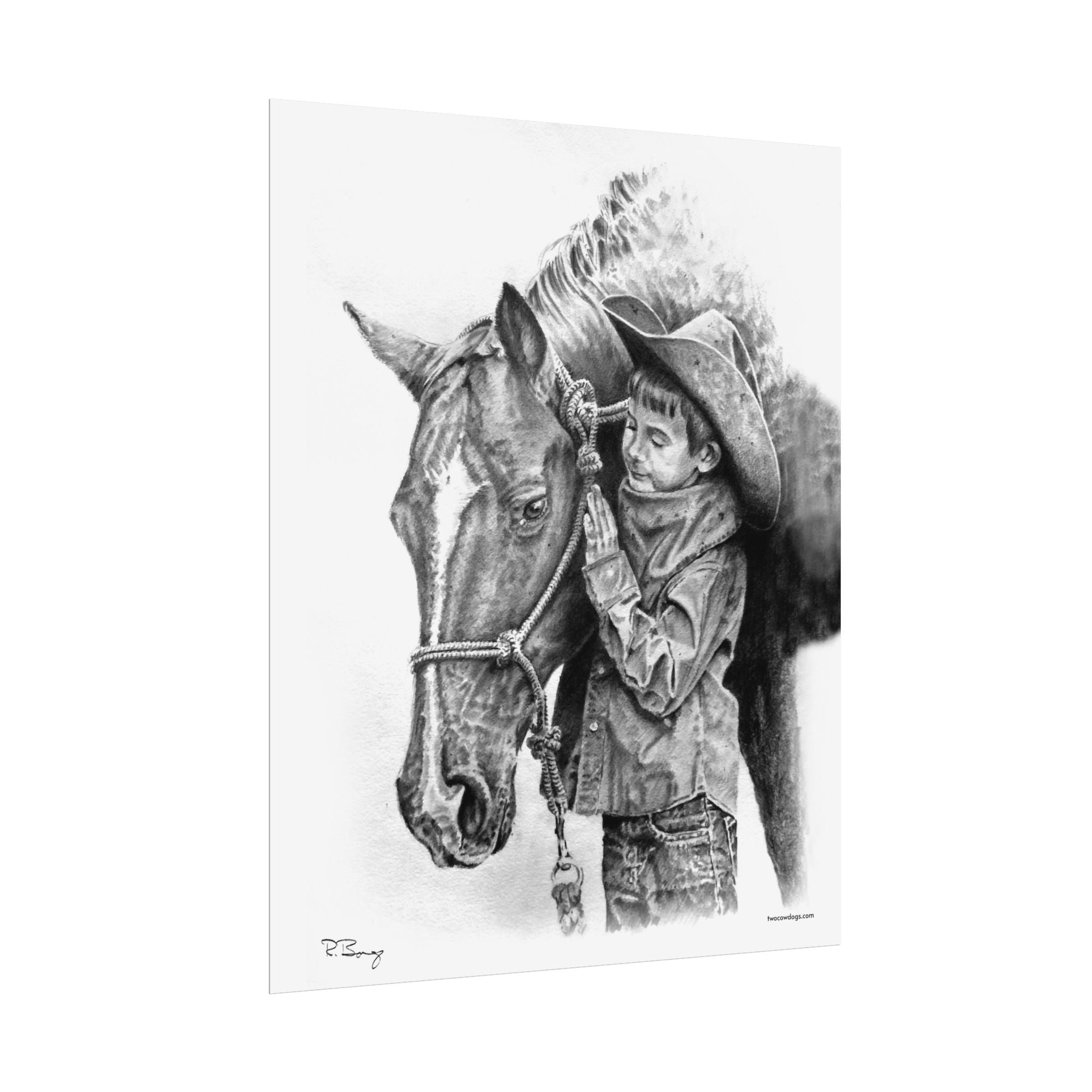 Little Cowhand & His Trusty Steed Wall Print