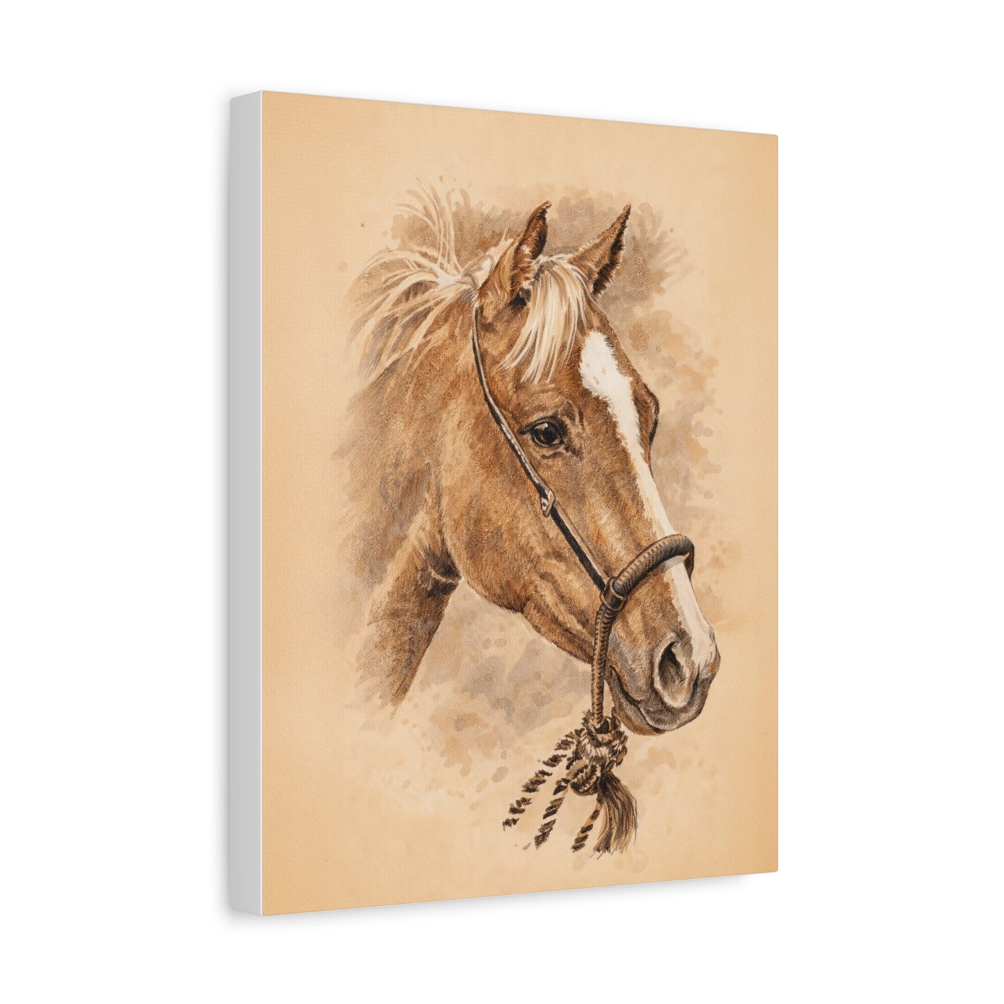 Horse in Mecate Stretched Canvas Print — Traditional Horsemanship Art