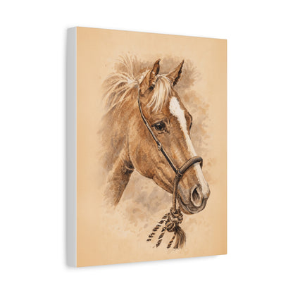 Horse in Mecate Stretched Canvas Print — Traditional Horsemanship Art