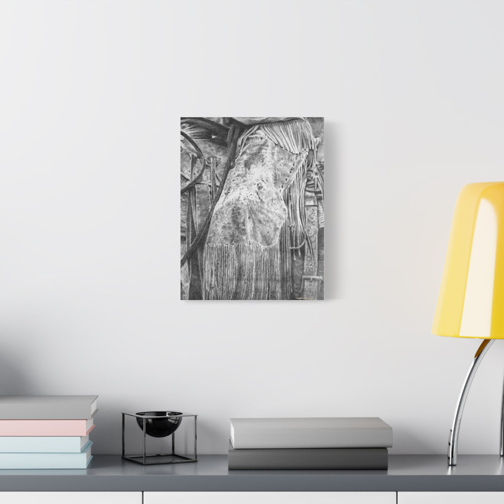 Worn Leather Chinks Stretched Canvas