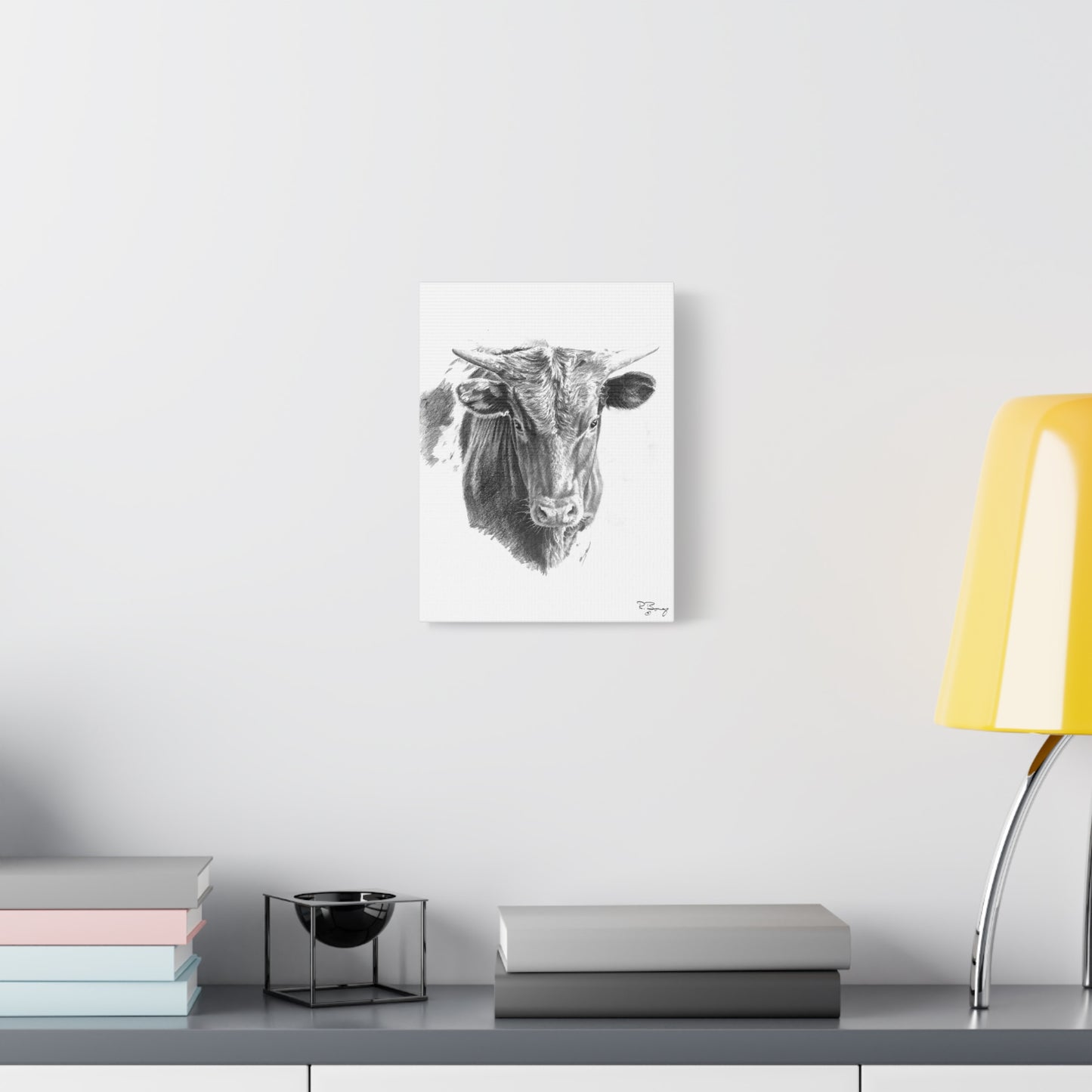 Young Longhorn Steer, stretched Canvas